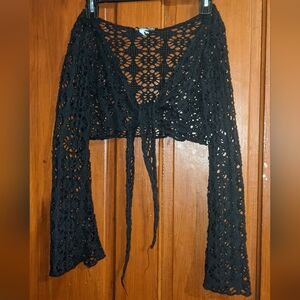 Street Code Open Knit Crop Wrap Cardigan USA